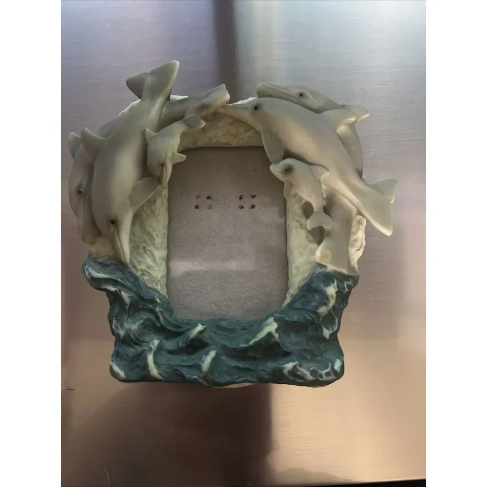 Vintage Dolphins Acrylic Picture Frame Ocean‎ Dolphin Magic Table Top Or Hang
